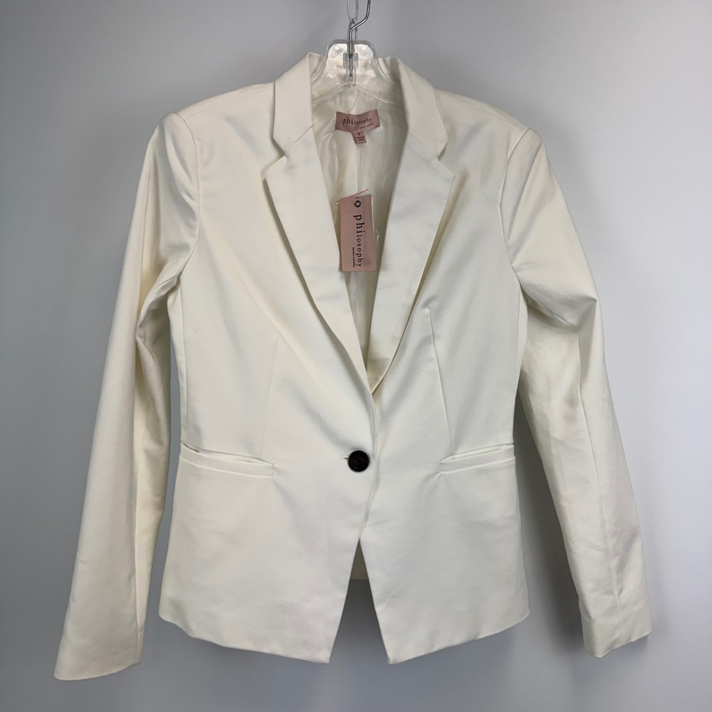 Philosophy Republic Clothing Womens White One Button Blazer Jacket Size 2 NWT